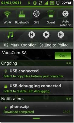 Samsung Galaxy S I9000에 NeonGT Android 테마 설치