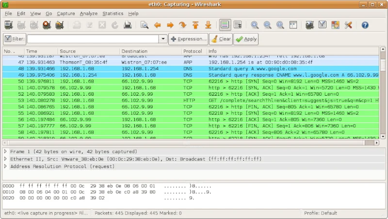 Wireshark no Arch Linux