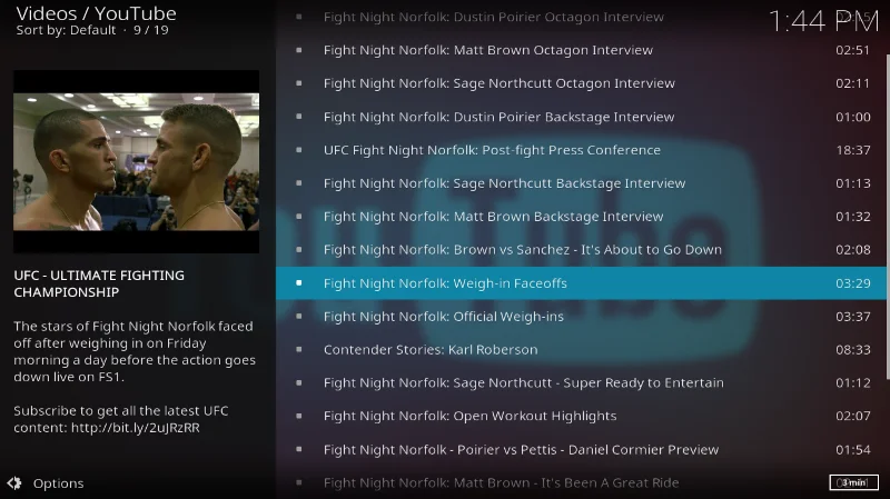 Componente aggiuntivo MMA Streams per Kodi: installazione e panoramica