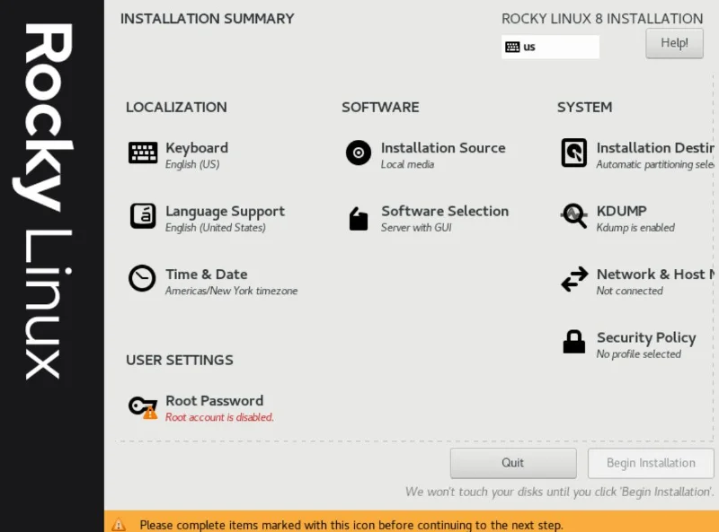 Come installare RockyLinux 8