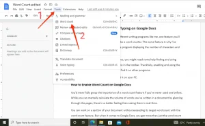 Come visualizzare il conteggio delle parole durante la digitazione su Google Documenti