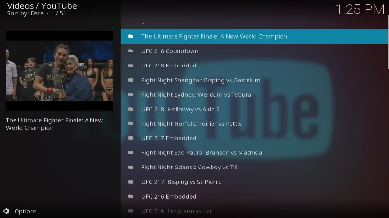 Componente aggiuntivo MMA Streams per Kodi: installazione e panoramica
