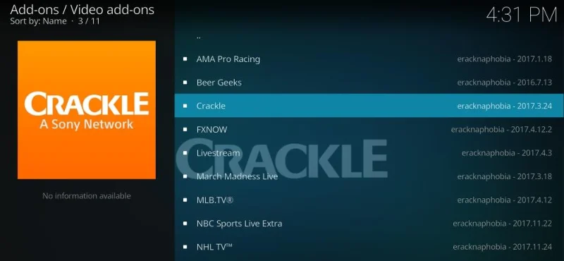 Надстройка Crackle Kodi: как смотреть фильмы Sony на Kodi