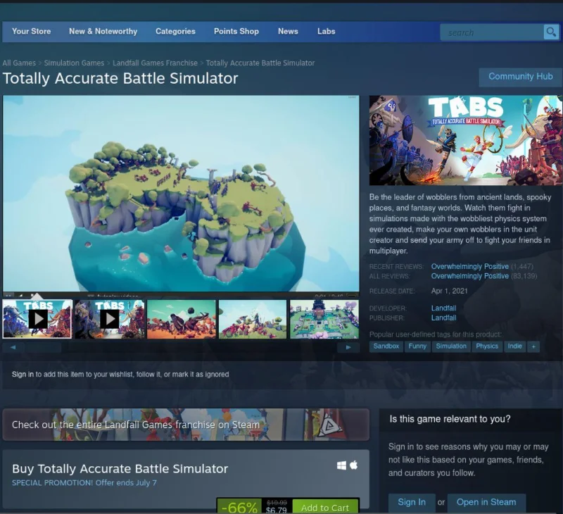 Come giocare a Totally Accurate Battle Simulator su Linux