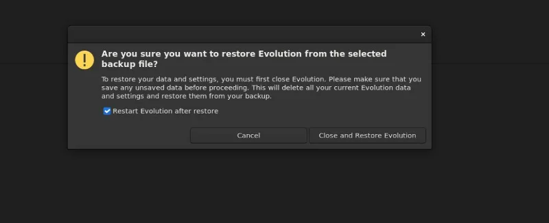 Linux의 Evolution에서 이메일 백업 및 복원
