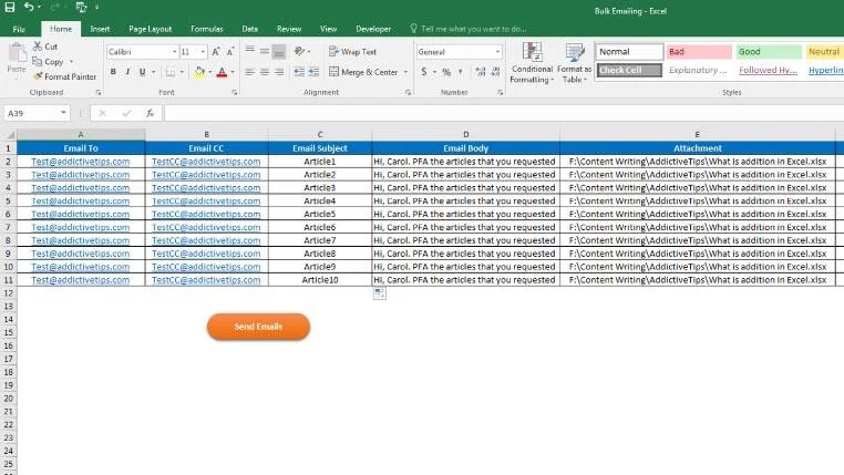So senden Sie Massen-E-Mails aus Outlook mit Excel VBA