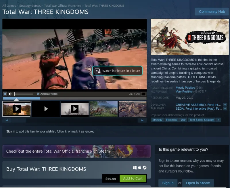 Как играть в Total War: THREE KINGDOMS на Linux