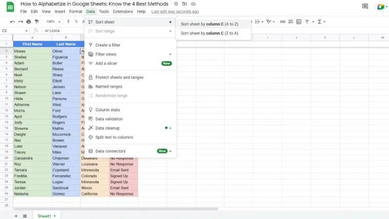 So alphabetisieren Sie in Google Sheets: Kennen Sie die 4 besten Methoden