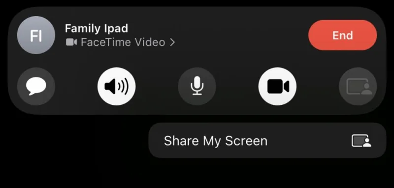Ecran de partajare FaceTime pe iOS 15