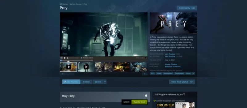 如何在 Linux 上玩 Prey (2017)