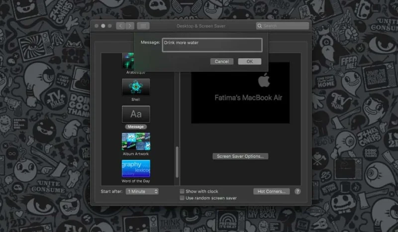 Как добавить сообщение на экран блокировки в macOS