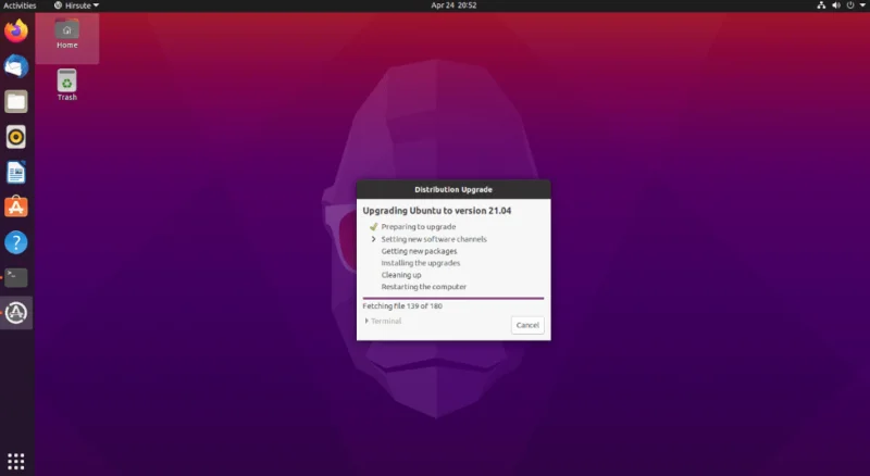 كيفية الترقية إلى Ubuntu 21.04