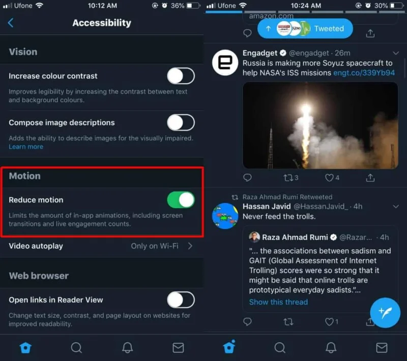 Einstellungen für Twitter-Feeds