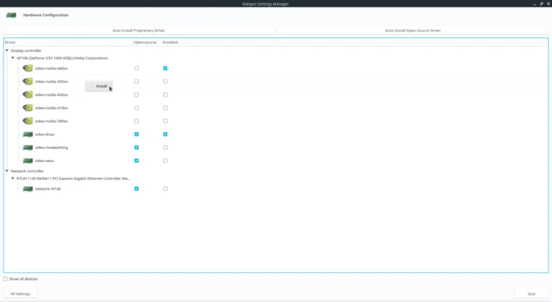 Installazione dei driver grafici Nvidia in Manjaro Linux