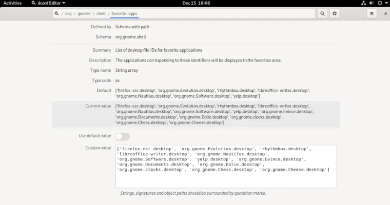 如何在 Linux 上的 Gnome Shell 中重置收藏夾列表