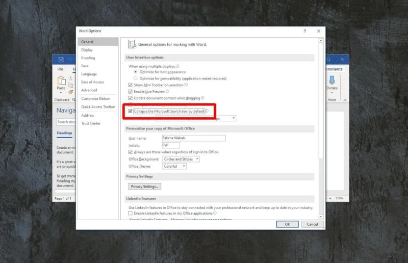 So blenden Sie die Suchleiste in der Titelleiste in Office 365 aus