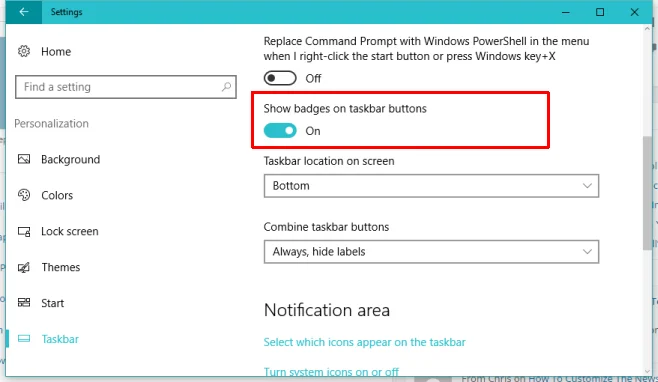 如何在 Windows 10 的任務欄上顯示或隱藏應用程序徽章