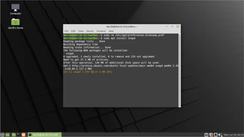 Bagaimana untuk mendayakan semula Snaps dalam Linux Mint 20