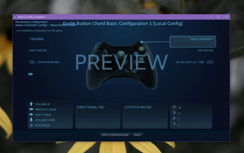 Applicazione configurazione controller Steam