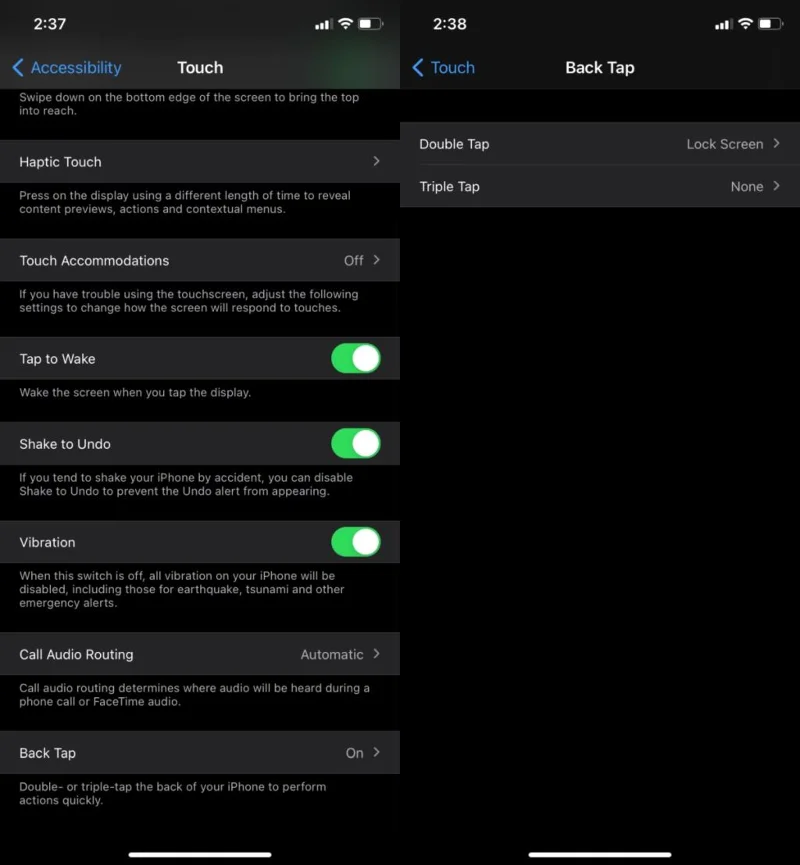 Gestion des gestes de retour sur iPhone