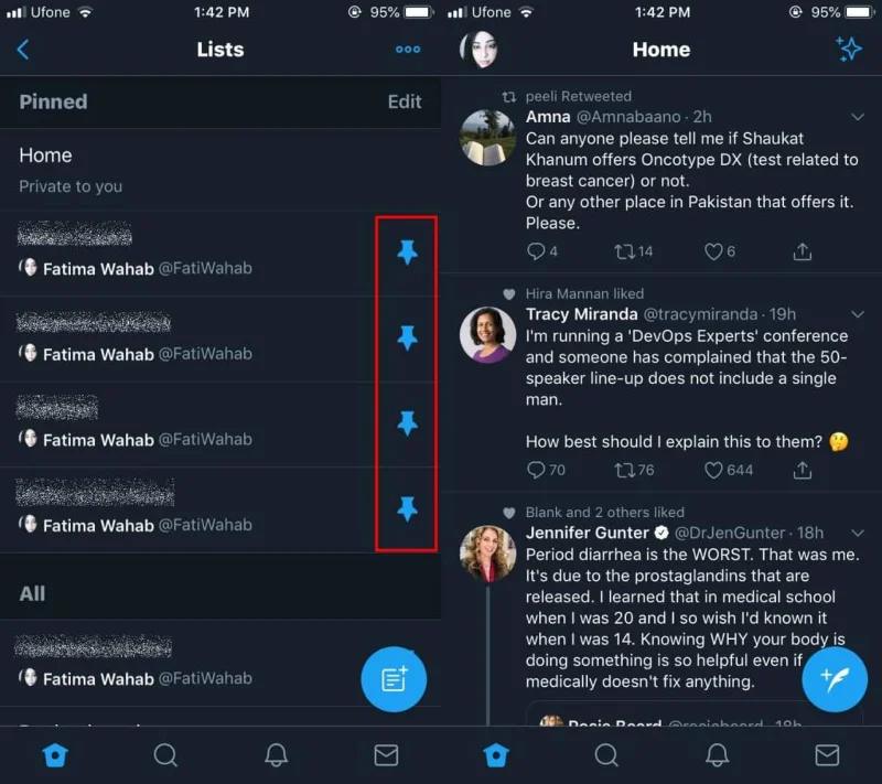 Come bloccare/sbloccare i feed dellelenco dalle app di Twitter