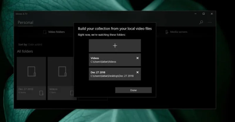 如何將文件夾和服務器添加到 Windows 10 上的電影和電視