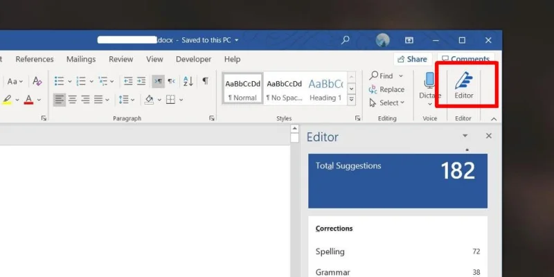 So verwenden Sie den Microsoft-Editor in Word für Microsoft 365