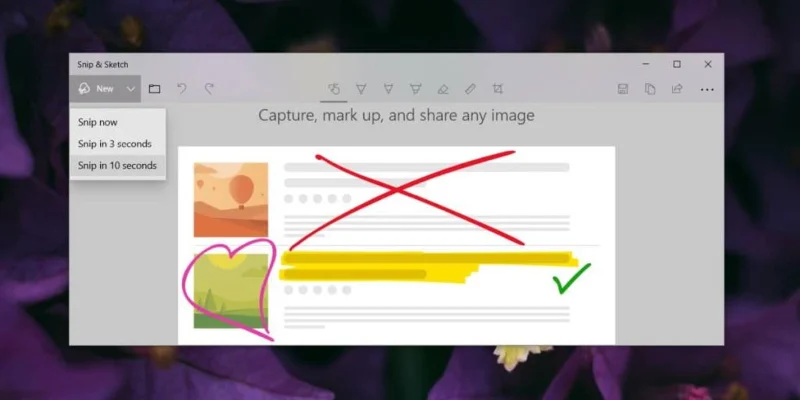 如何在 Windows 10 上使用 Snip & Sketch 捕捉菜單