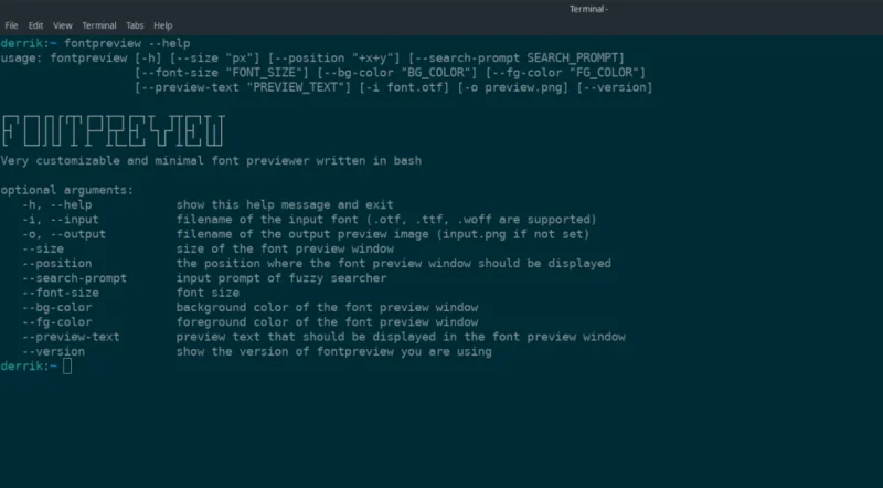 Linuxのコマンドラインでフォントをプレビューする方法