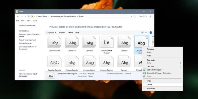 如何在 Windows 10 上卸載字體