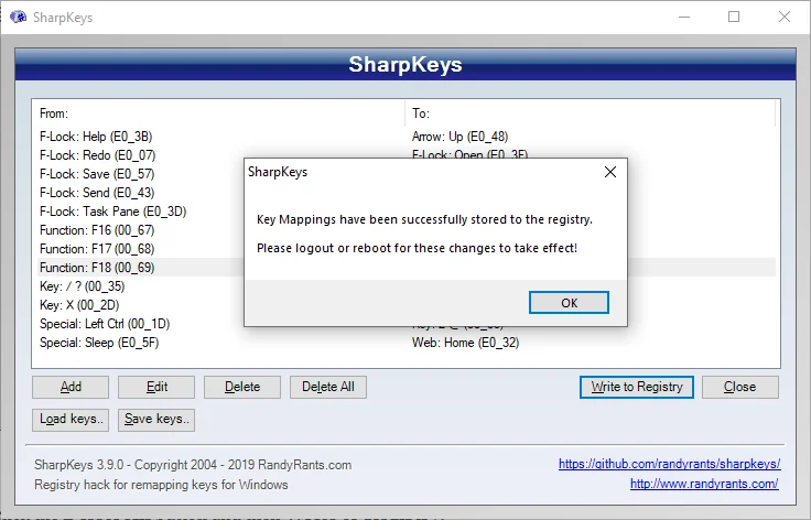 SharpKeys Download e installazione per Windows 10