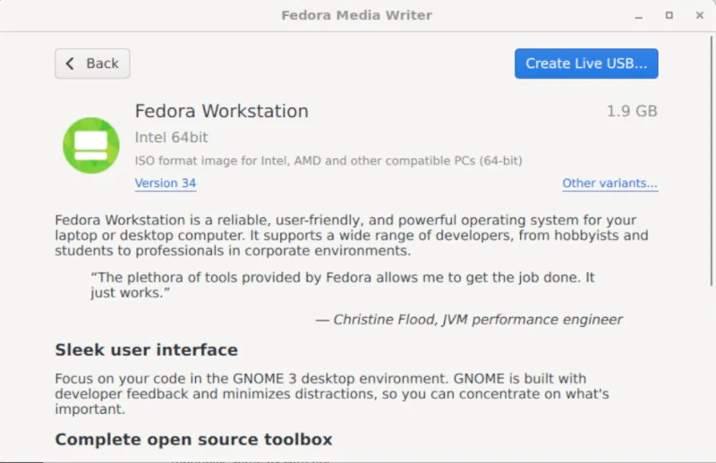 如何使用 Fedora Media Writer 創建 Fedora 安裝 USB