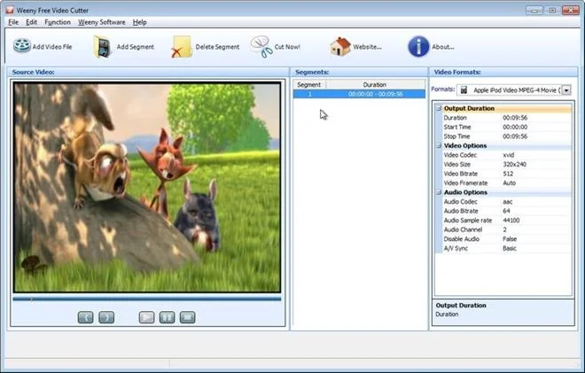 Weeny Free Video Cutter：修剪視頻並以各種格式導出