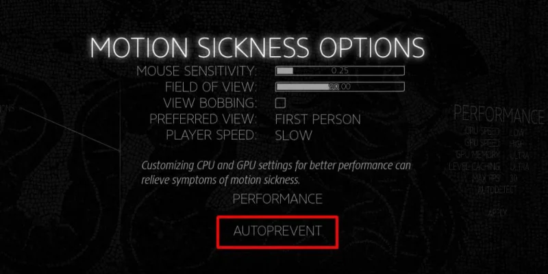 Come modificare le impostazioni di gioco per ridurre la cinetosi