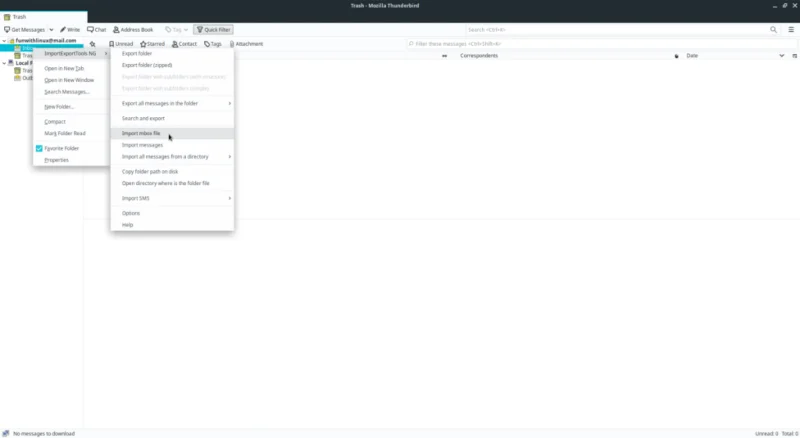 كيفية استيراد البريد الإلكتروني من Evolution إلى Thunderbird على Linux
