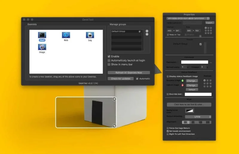 So beheben Sie ein leeres Eigenschaftenfenster für GeekTool unter macOS
