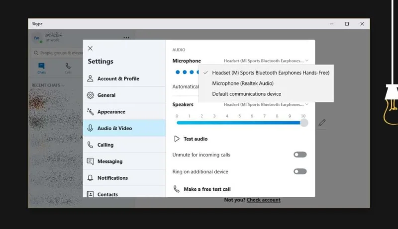 Cómo cambiar el dispositivo de audio en Skype en Windows 10