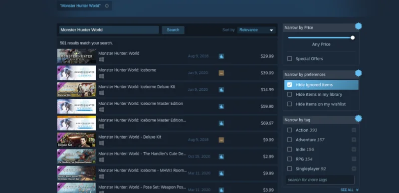 Buscar Monster Hunter: World en Steam