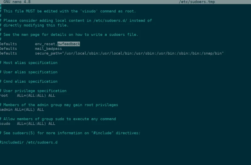 Come mostrare il feedback della password nel terminale Linux