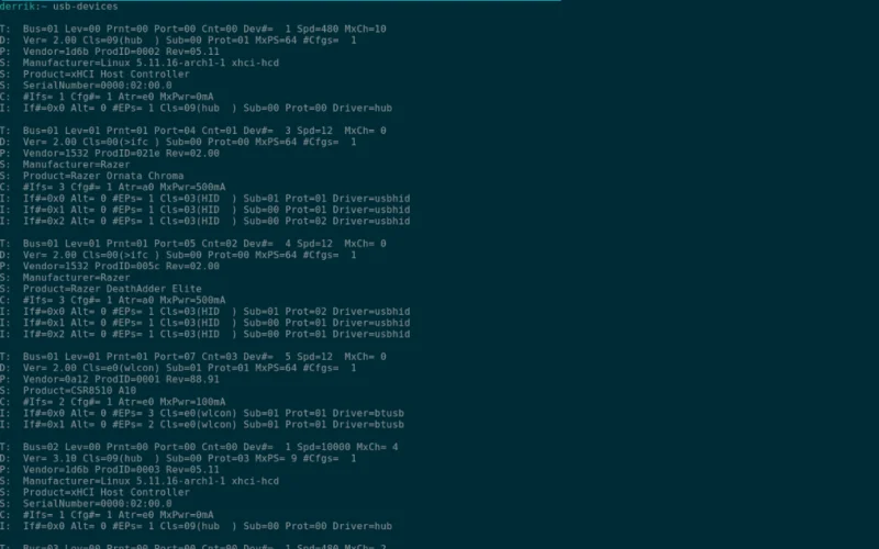 Ubuntu: senaraikan peranti USB