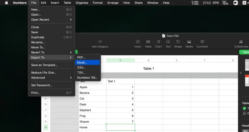 Come aprire un file Numbers in Excel