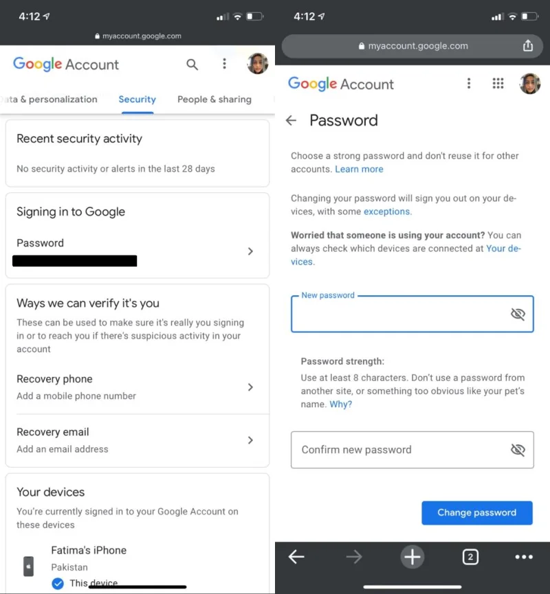 如何更改 Google 帳戶密碼