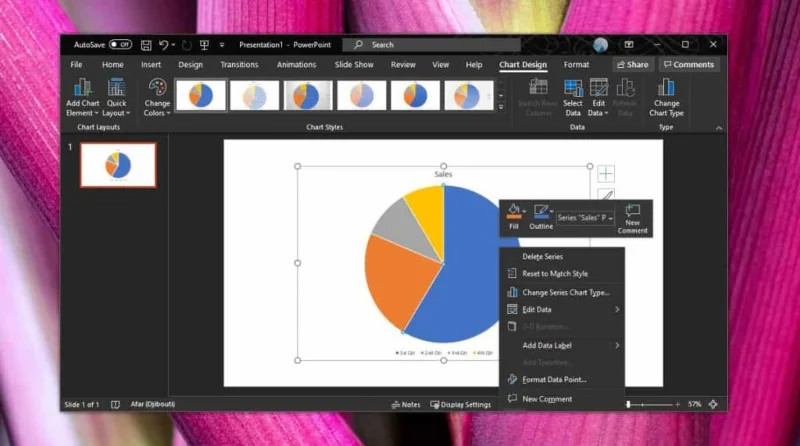 Office 365용 PowerPoint에서 차트 테마의 사용자 지정 색을 설정하는 방법