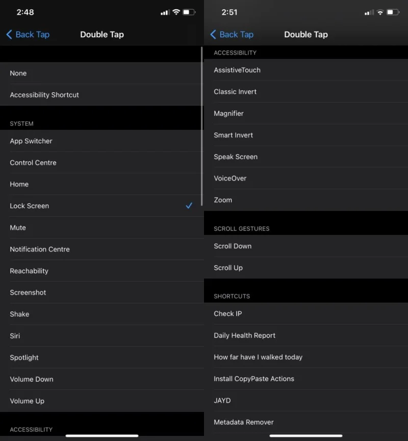 Exemple de gestes de retour sur iPhone