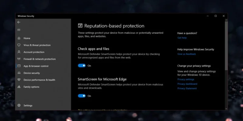 Windows Defender App und Browsersteuerung