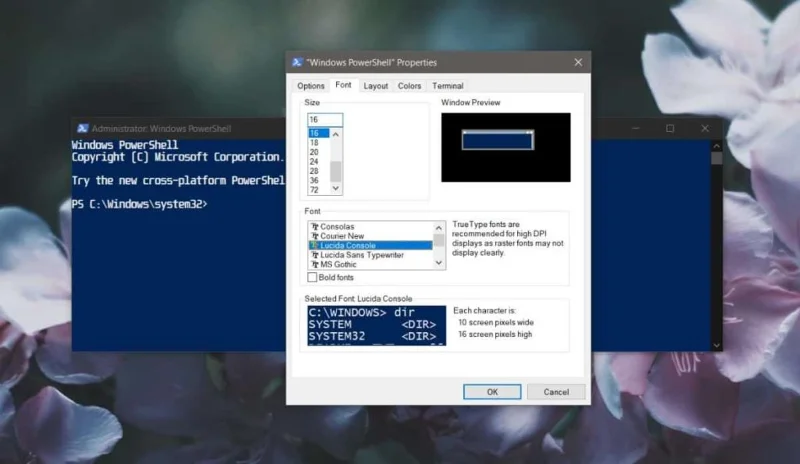 如何修復 Windows 10 上的 PowerShell 中未更改的字體
