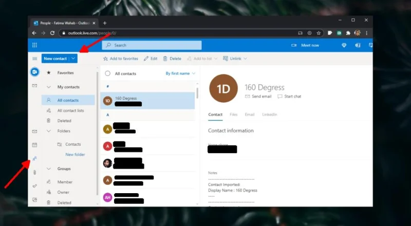 So fügen Sie Kontakte zu Outlook hinzu