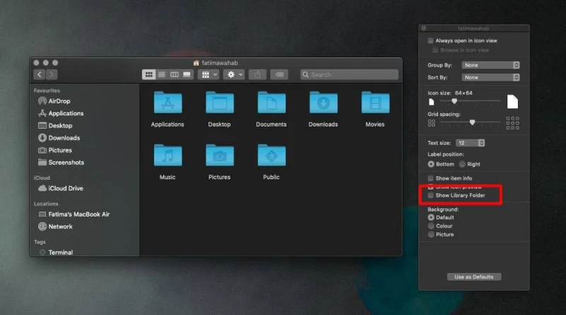 Как навсегда показать папку пользовательской библиотеки в macOS
