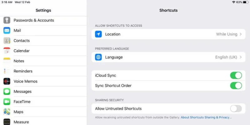 Come risolvere Consenti scorciatoie non attendibili in grigio su iOS