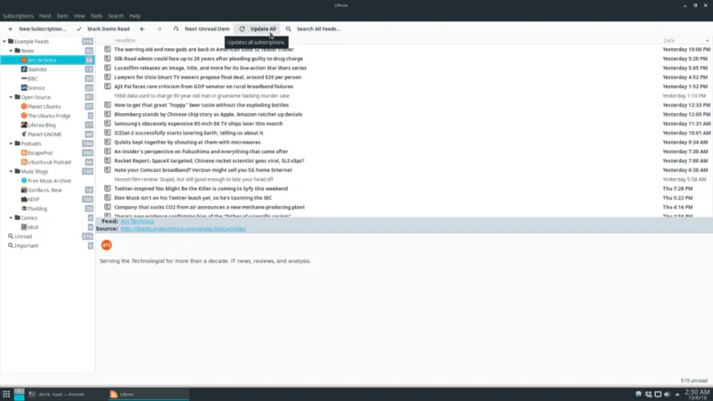 如何在 Linux 上使用 Liferea RSS 閱讀器